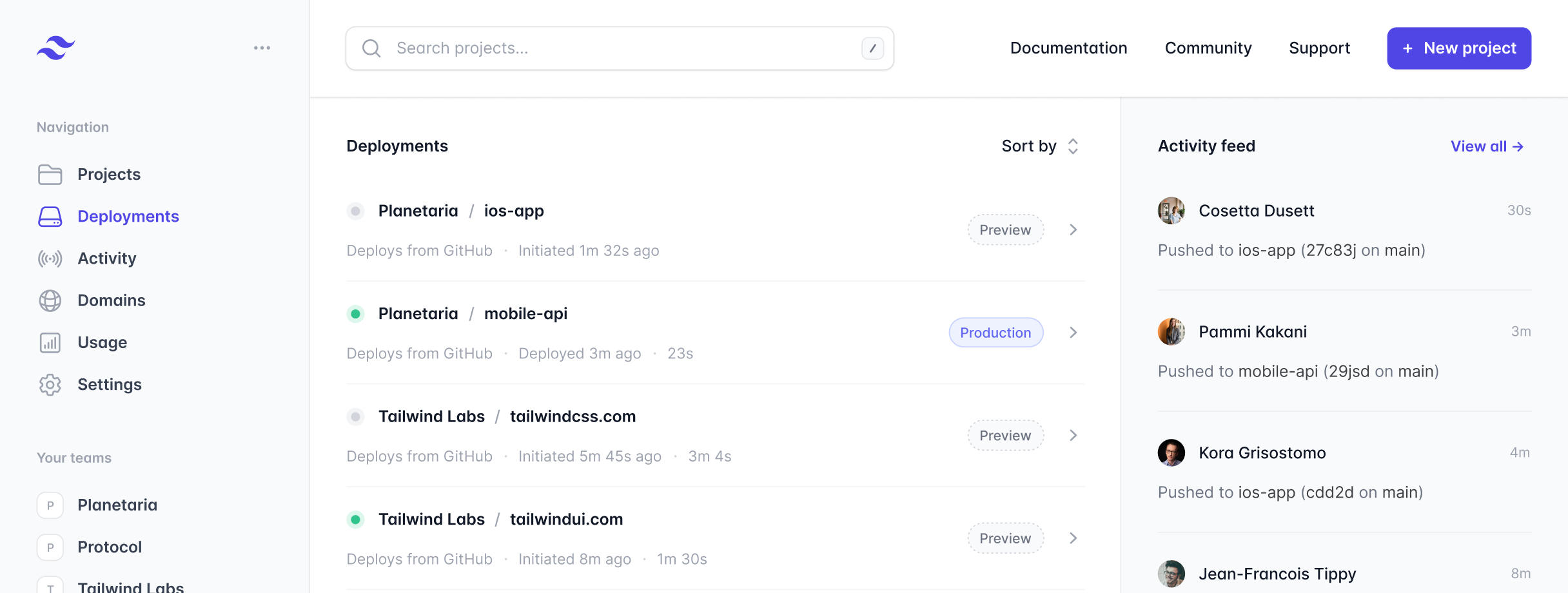 Tailwind CSS code example